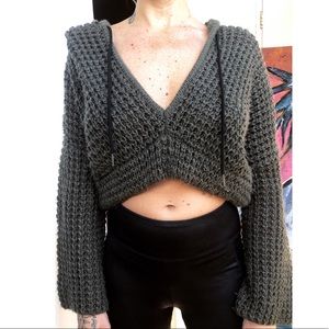 Cropped hooded sweater